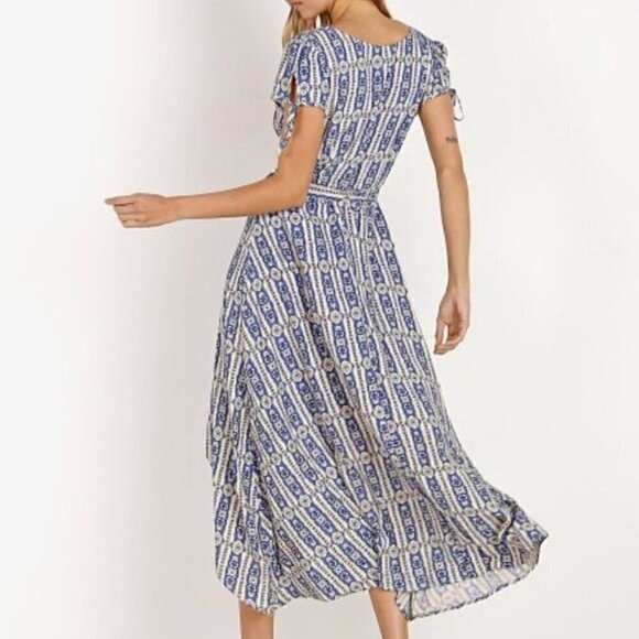 Cleobella Almudena Printed Wrap Dress Azure, Size XS - Picture 2 of 14